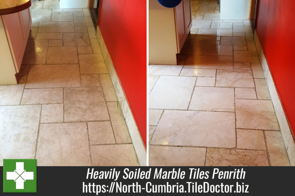 Restoring Heavily Soiled Marble Tiles with Burnishing in Penrith