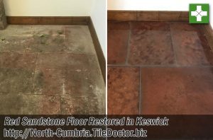 Red Sandstone Floor Before After Restoration Keswick Cumbria