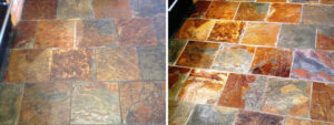 Slate Tile Floor Cleaning Before and After