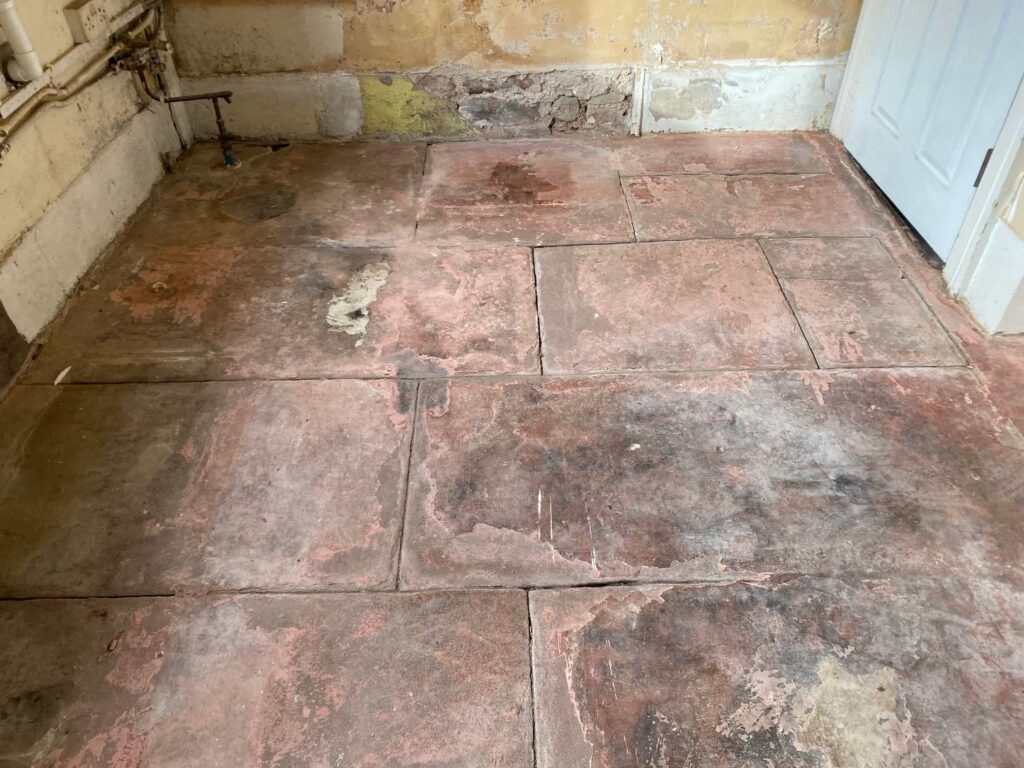 Aldous Red Sandstone Floor Before Renovation Greystoke